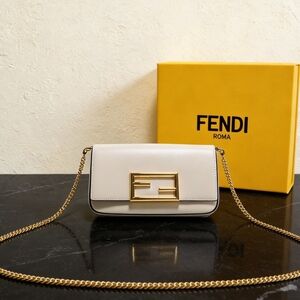 Fendi Medium Leather Shoulder Bag White